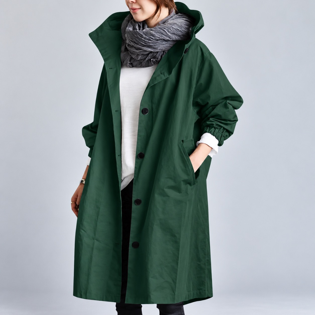 Audrey™ | Elegant Hooded Trench Coat