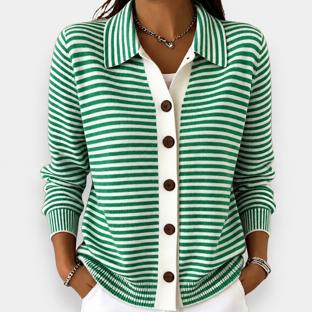 Nola™ Striped Button Cardigan
