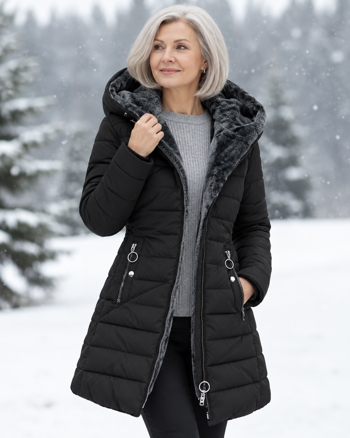 Sylvie | Warm Quilted Hooded Winter Coat
