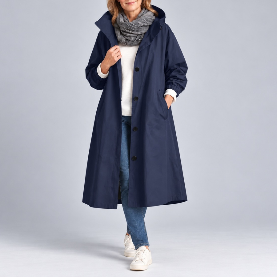 Audrey™ | Elegant Hooded Trench Coat