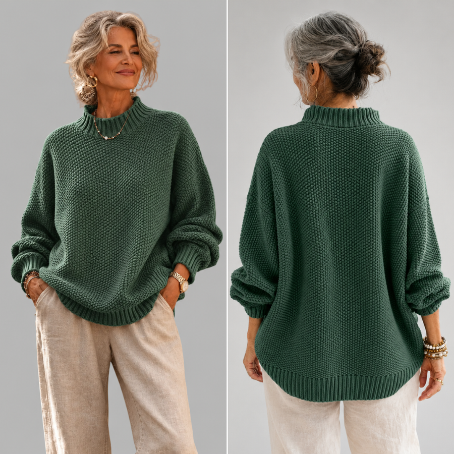 Relaxed Mock Neck Knit Sweater Ruth