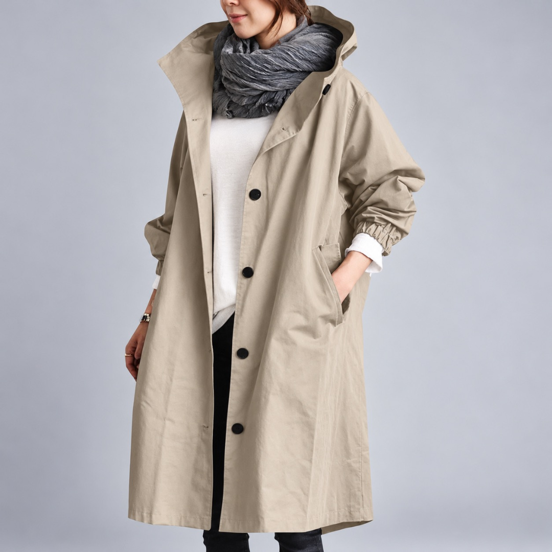 Audrey™ | Elegant Hooded Trench Coat