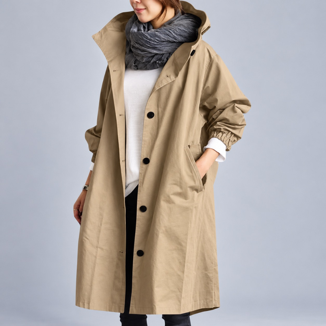 Audrey™ | Elegant Hooded Trench Coat