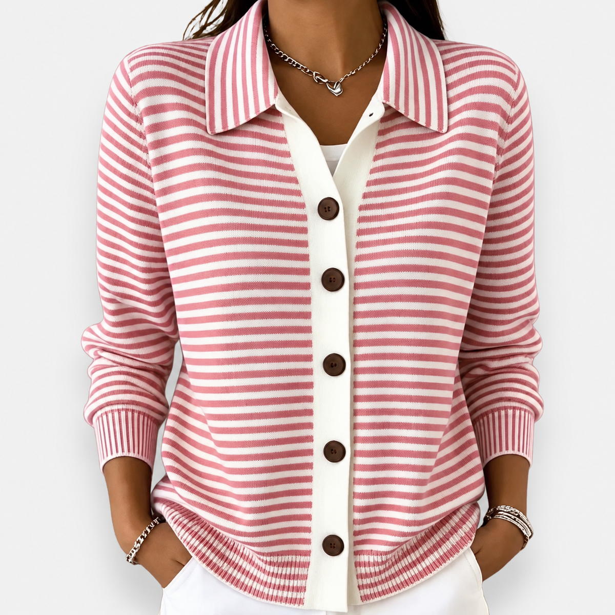 Nola™ Striped Button Cardigan