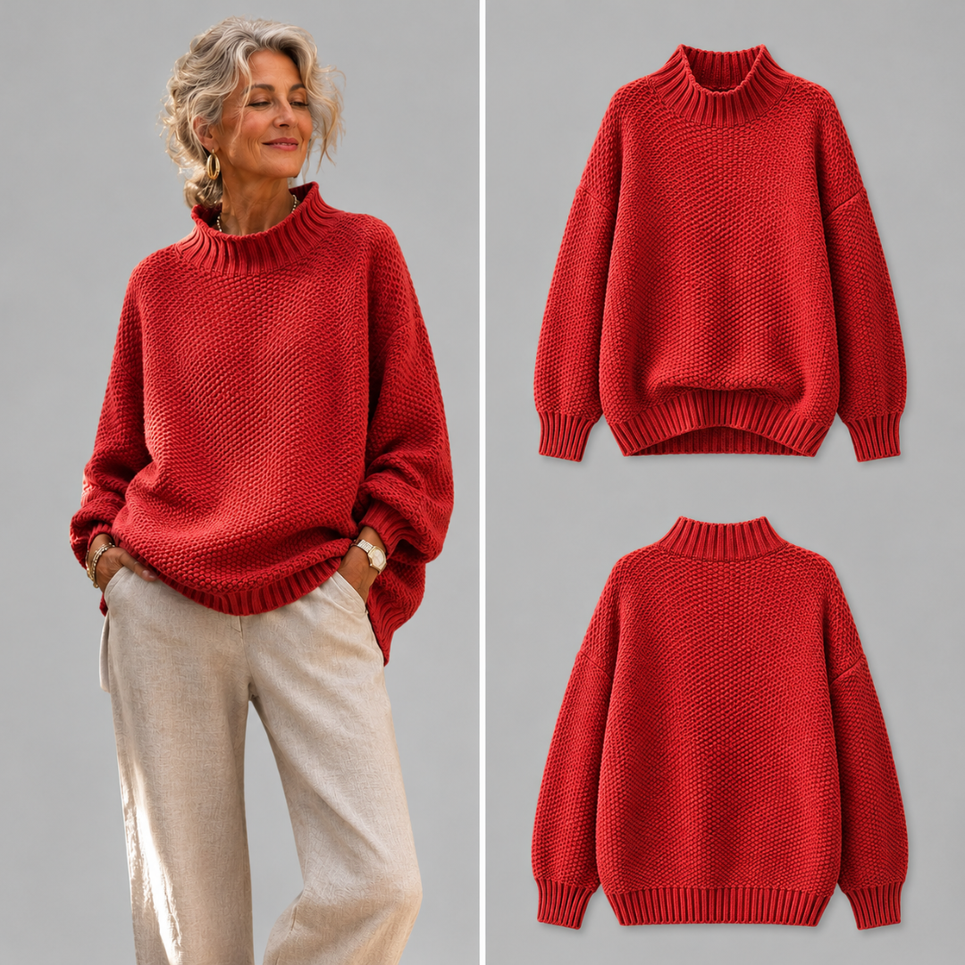 Relaxed Mock Neck Knit Sweater Ruth