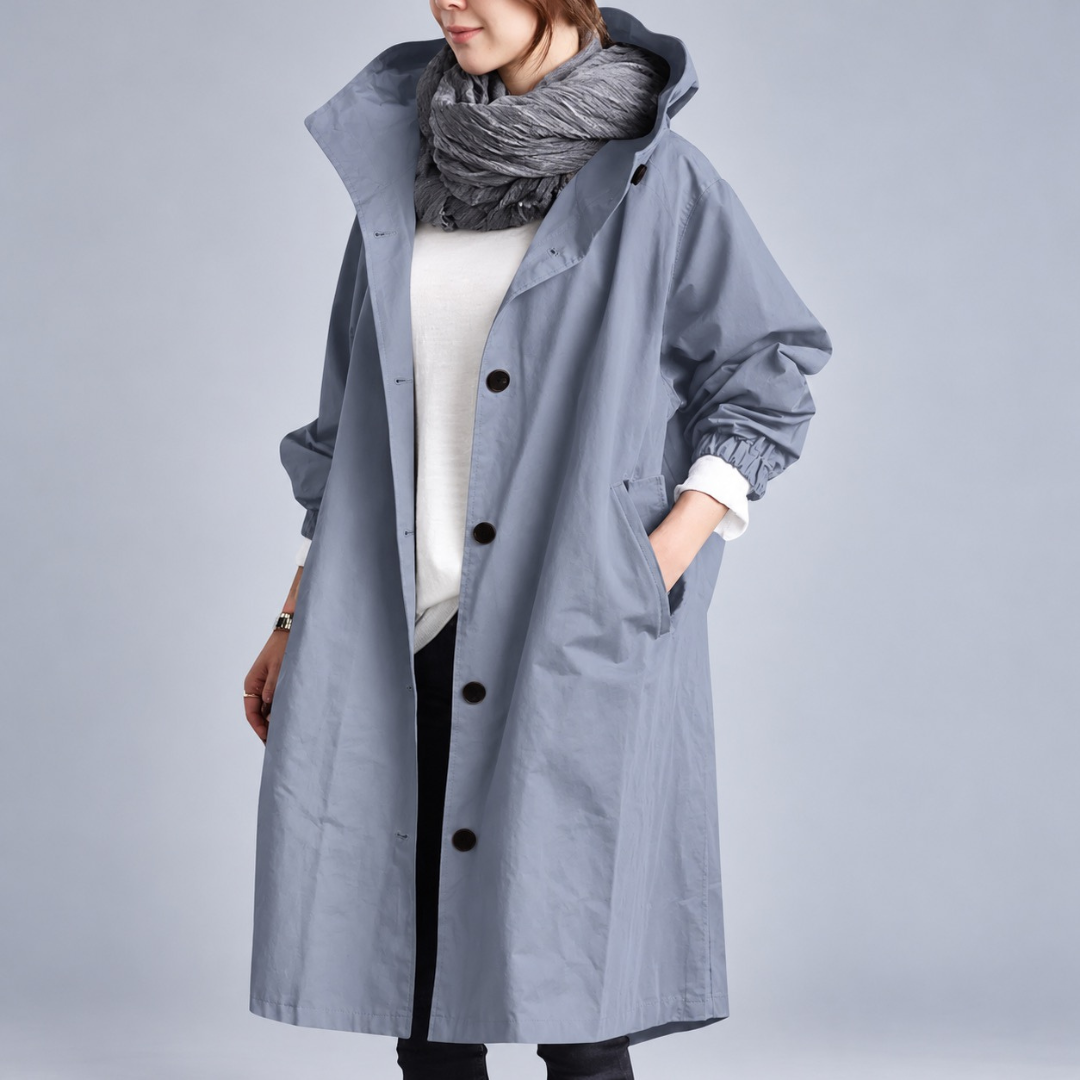 Audrey™ | Elegant Hooded Trench Coat