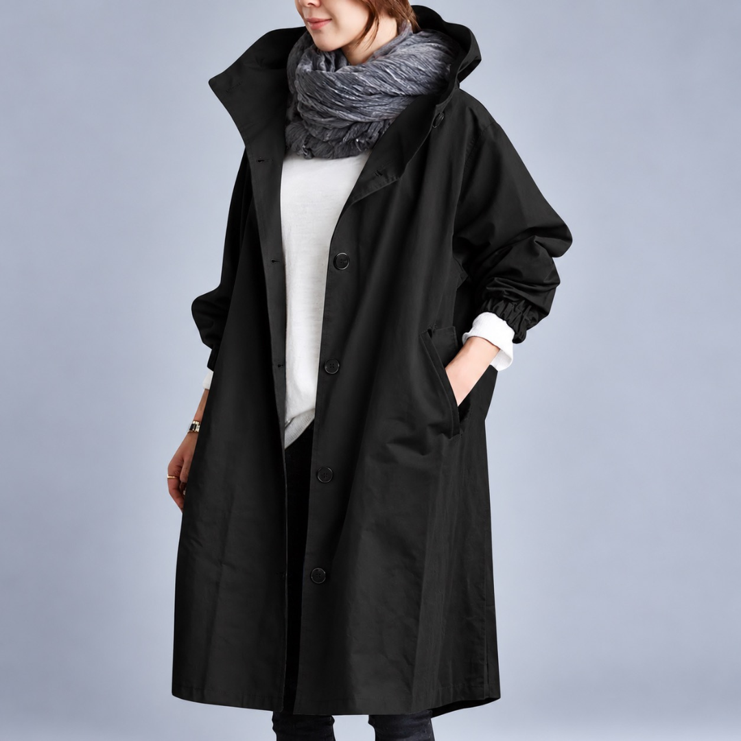 Audrey™ | Elegant Hooded Trench Coat