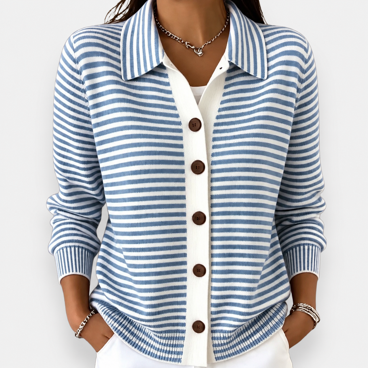 Nola™ Striped Button Cardigan