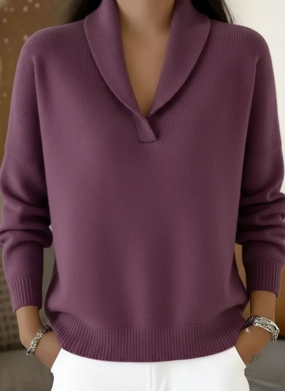 Olivia | Draped V-Neck Sweater
