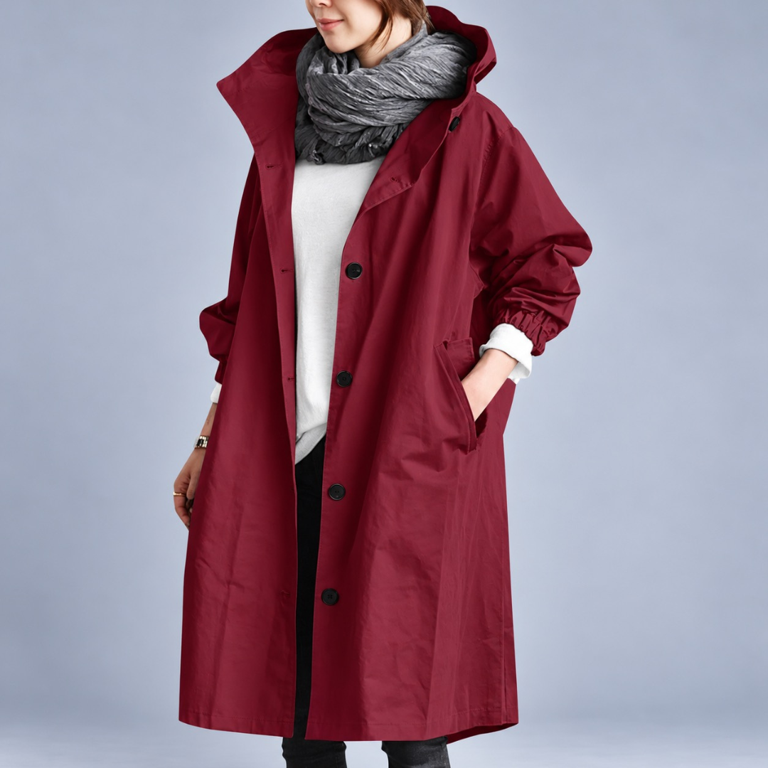 Audrey™ | Elegant Hooded Trench Coat