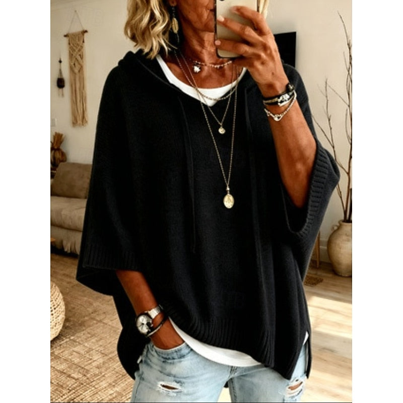 Chloe | Hooded Poncho Sweater