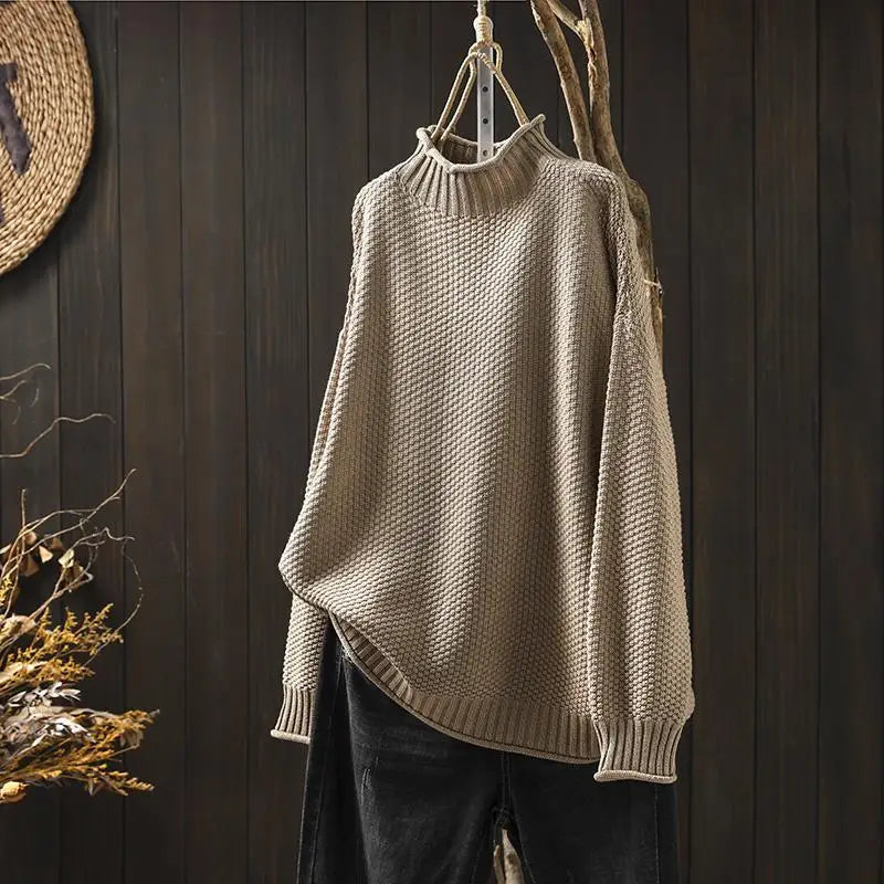Relaxed Mock Neck Knit Sweater Ruth