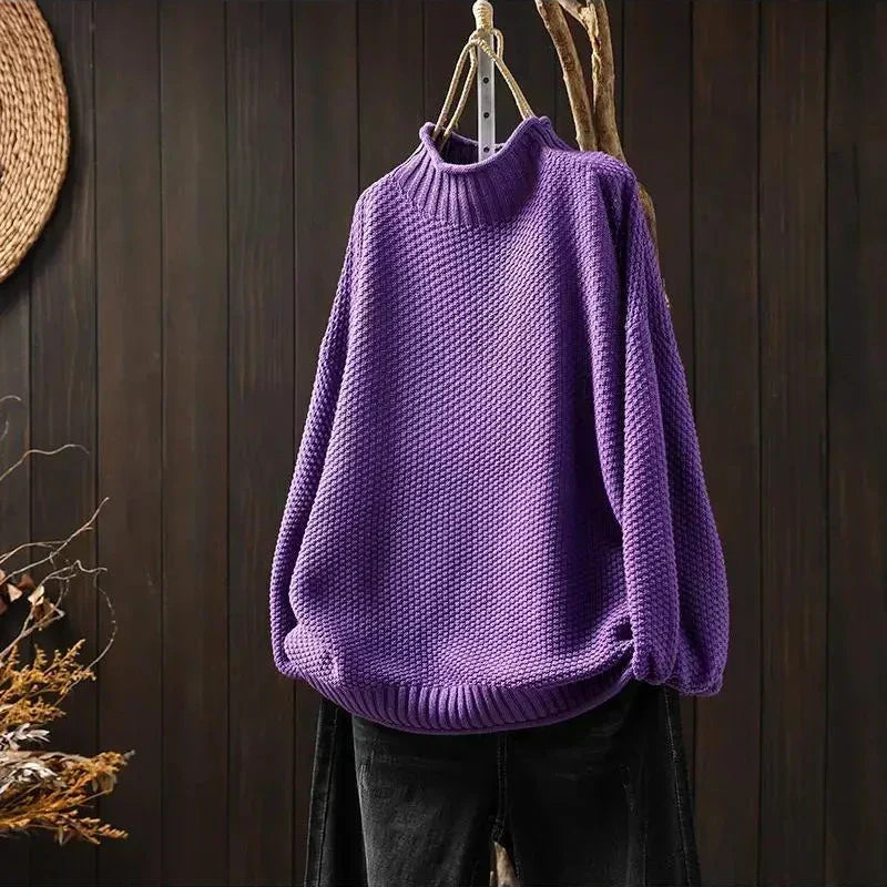 Relaxed Mock Neck Knit Sweater Ruth