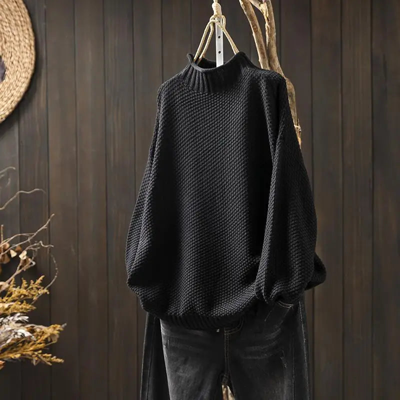 Relaxed Mock Neck Knit Sweater Ruth