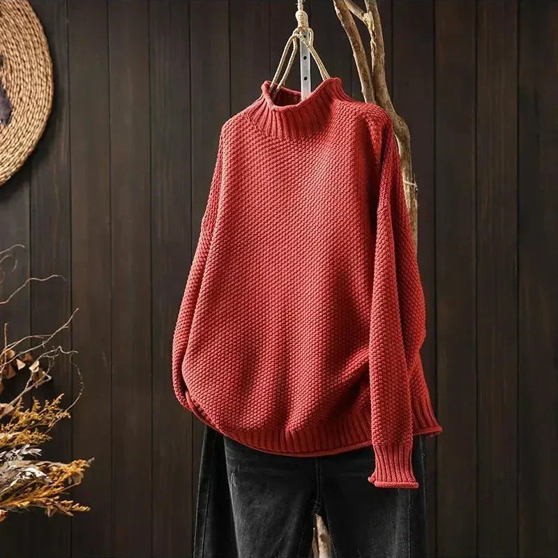 Relaxed Mock Neck Knit Sweater Ruth
