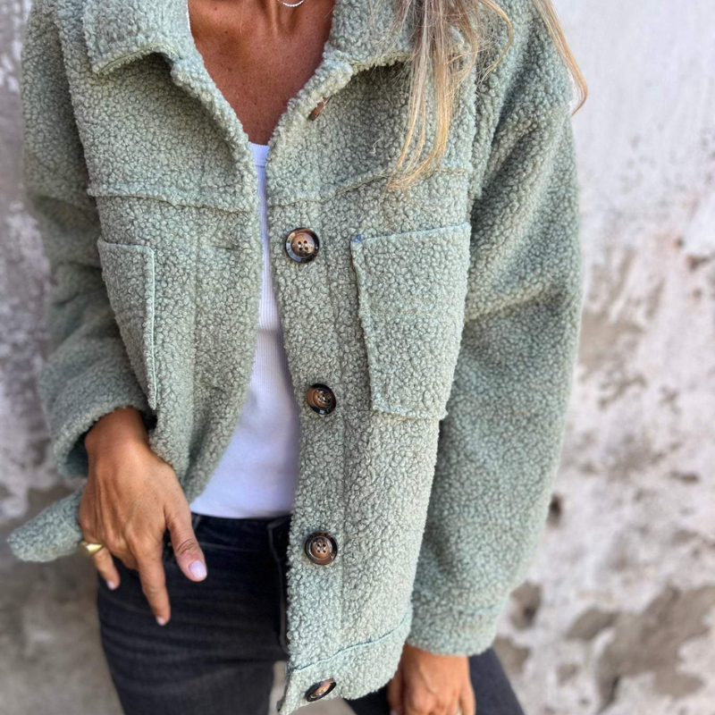 Ariane | Soft Teddy Button-Up Jacket