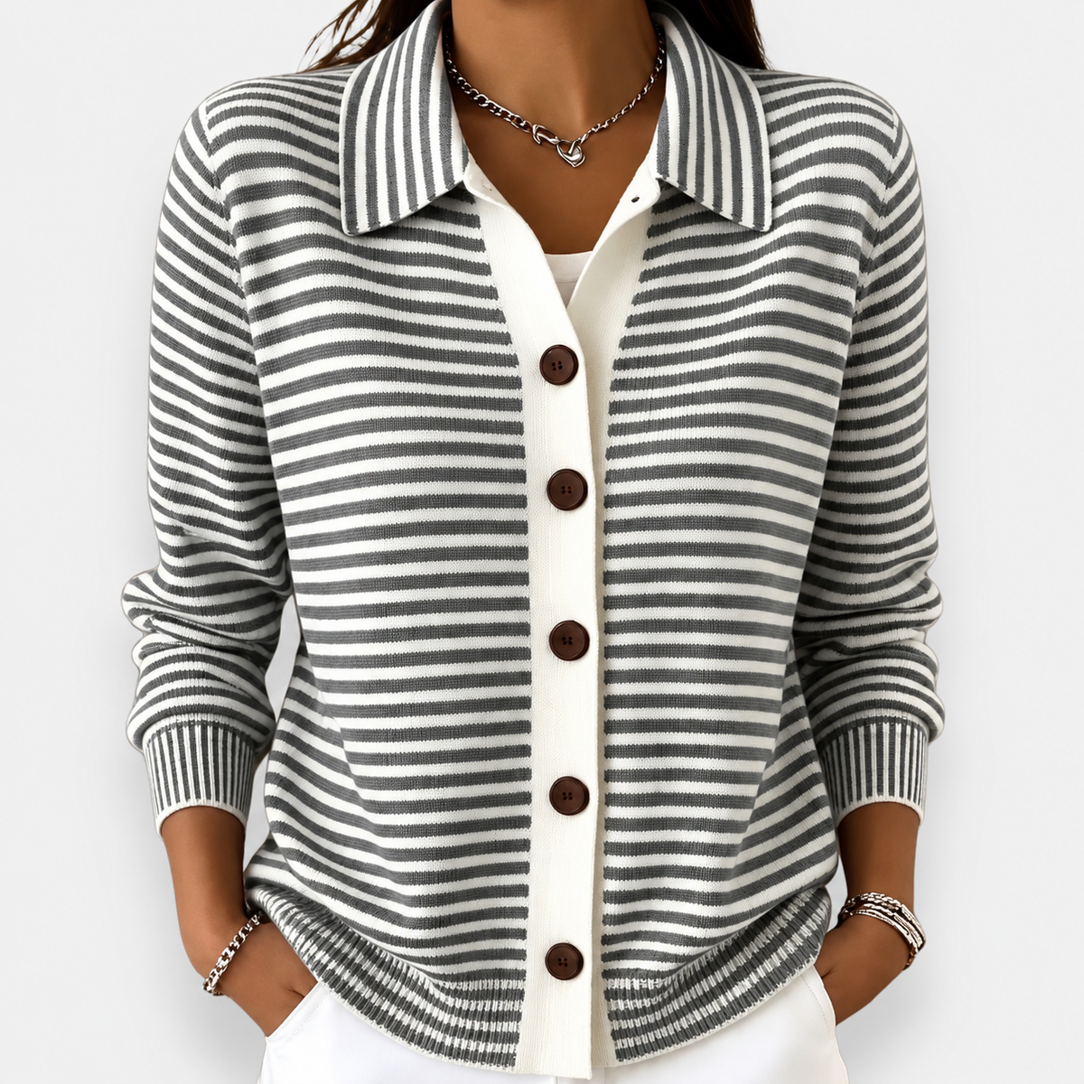 Nola™ Striped Button Cardigan