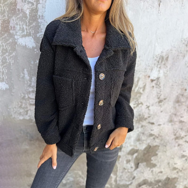 Ariane | Soft Teddy Button-Up Jacket