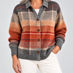 Josephine Autumn Ombre Plaid Cardigan, front view
