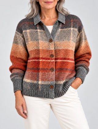 Josephine Autumn Ombre Plaid Cardigan, front view